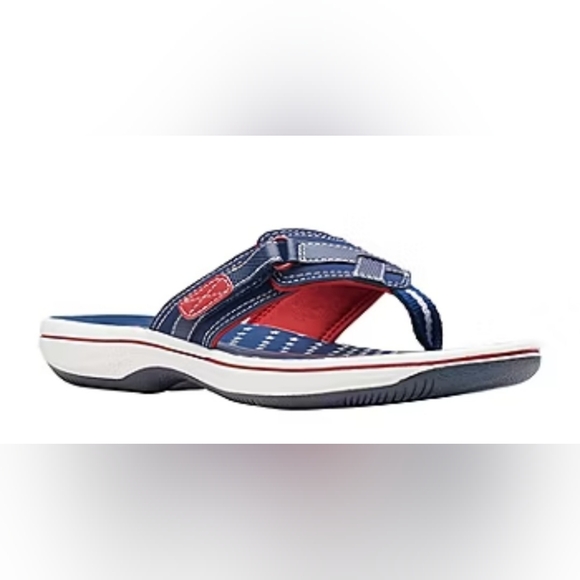 Cloudsteppers by Clarks Shoes - Clarks Cloudsteppers Womens Breeze Sea Flip Flops, Navy/Red, Size 8